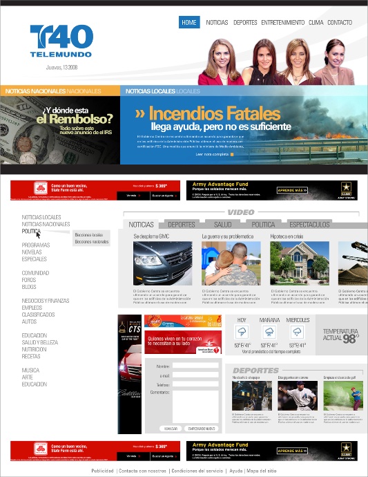 News website homepage design.